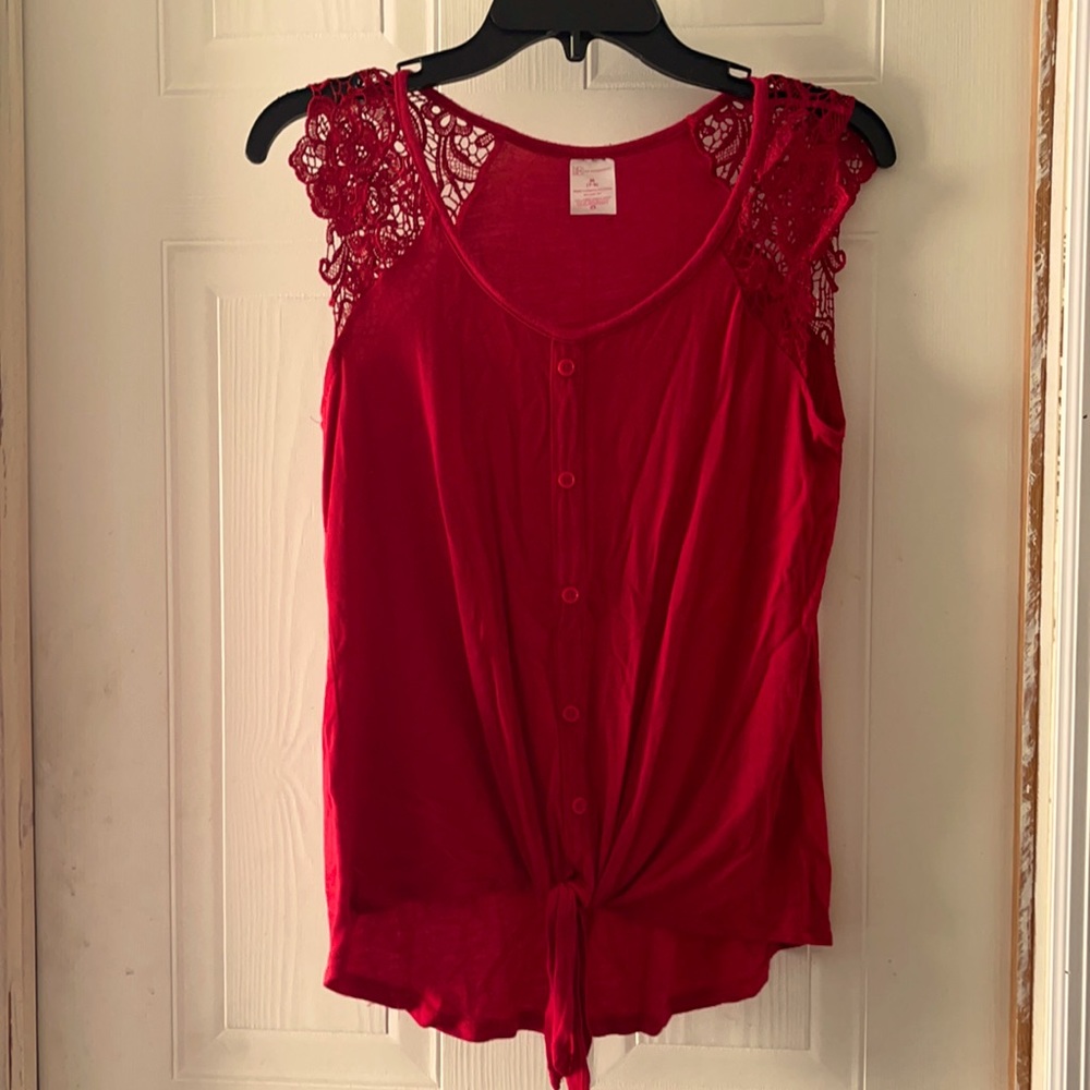 Red with bottoms casual top